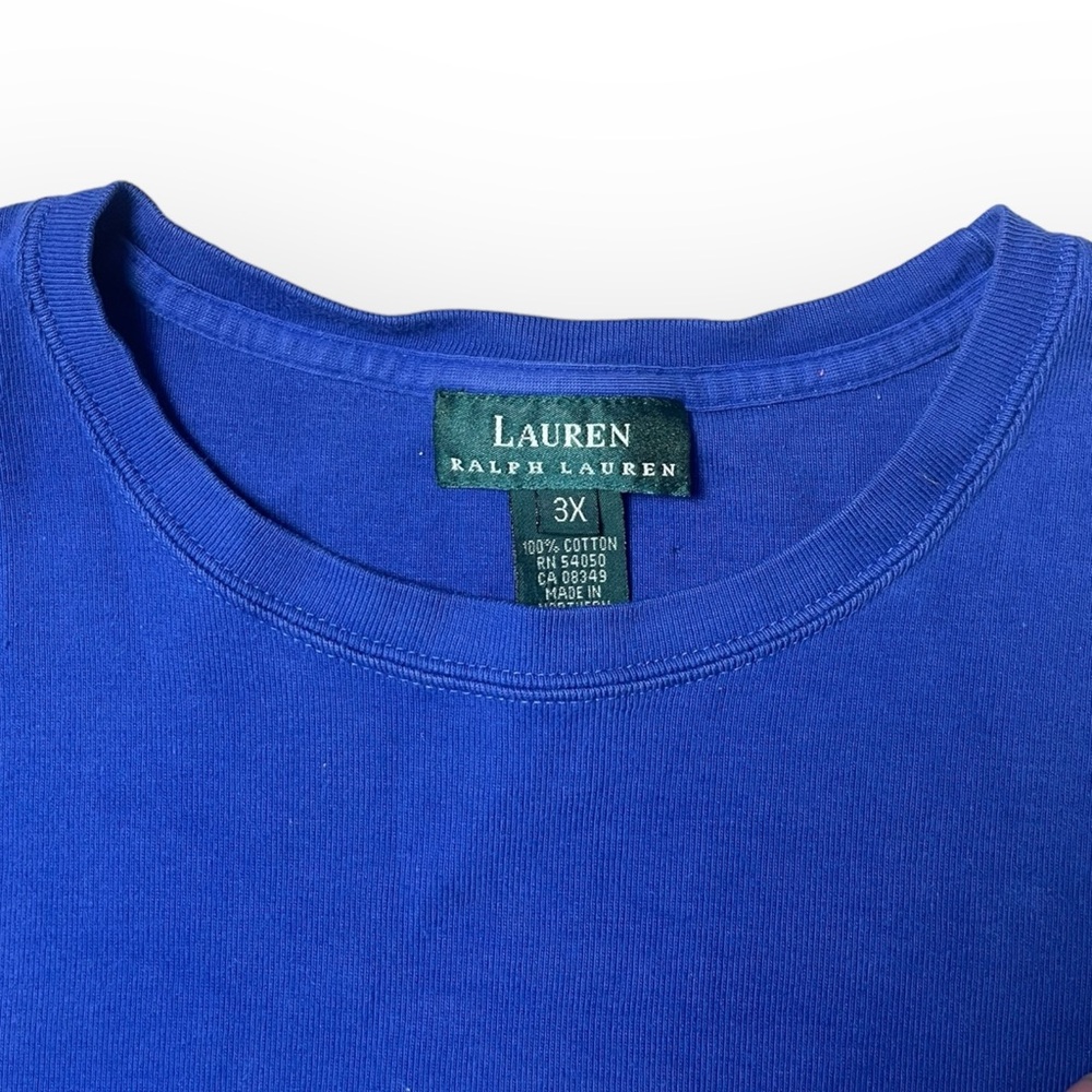 Lauren Ralph Women's T-Shirt Plus Size Short Sleeve Cotton Blue SZ 3X - Picture 5 of 10